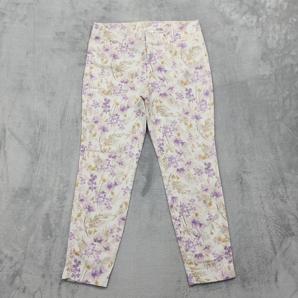 Old Navy Pants Womens 10 Purple Floral Printed Pixie Ankle Slim Stretch Casual